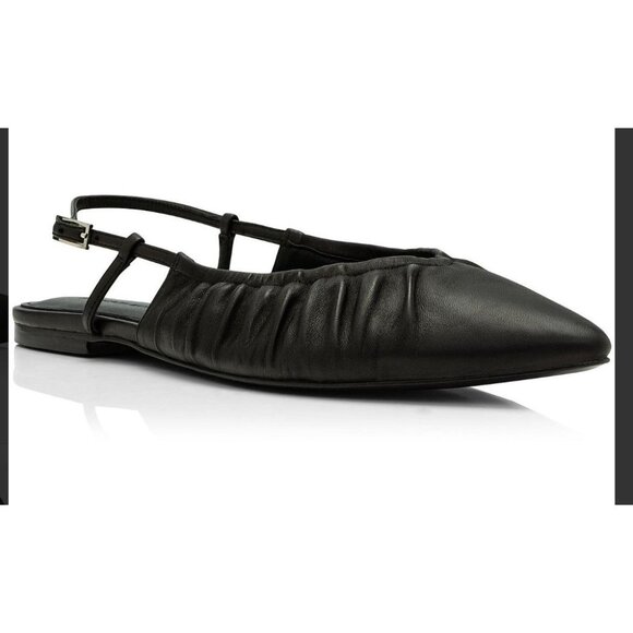 SIGERSON MORRISON Layma Leather Ruched Slingback Flats Black Size 38 8 - Picture 1 of 8